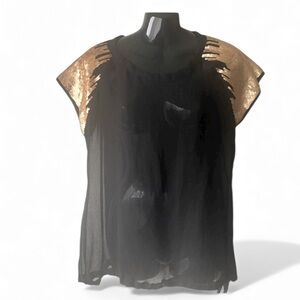 Fun and Flirt  Women’s shimmer Black & Gold blouse